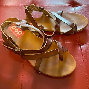 POP BROWN SANDALS WOMENS SIZE 8